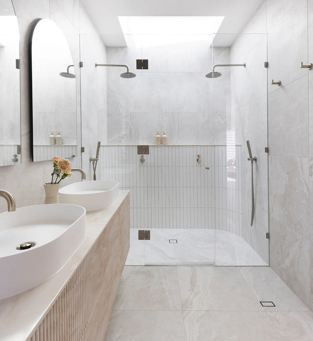 Meir Square Floor Shower Waste With Tile Insert, Tiger Bronze