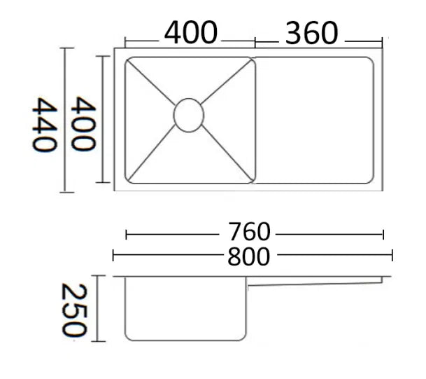 Bella Vista Luminare Sink 800 x 440mm