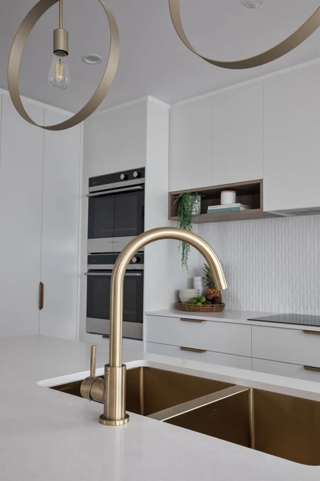 Meir Round Kitchen Mixer Tap, Tiger Bronze