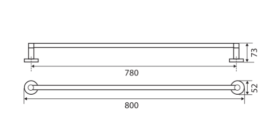 Fienza Michelle Single Towel Rail 800mm, Chrome