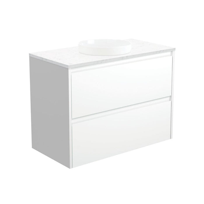 Fienza Reba Semi-Inset Bianco Amato 750 Satin White Vanity, Wall Hung