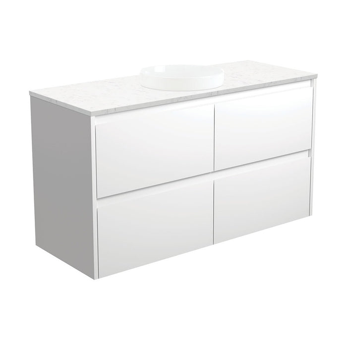 Fienza Reba Semi-Inset Bianco Amato 750 Satin White Vanity, Wall Hung