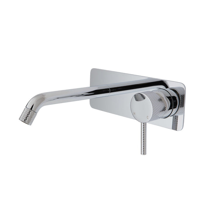 Fienza Axle Basin/Bath Wall Mixer,160mm Outlet, Soft Square Plate Chrome