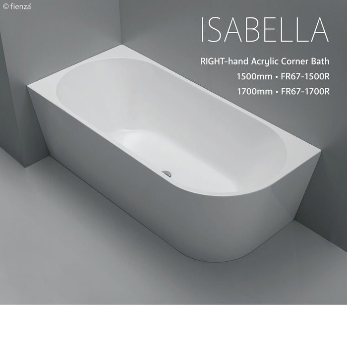 Fienza Isabella 1500mm Right Hand Corner Bath Gloss White