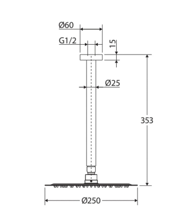 Fienza Kaya Shower Ceiling Dropper Set, Brushed Nickel