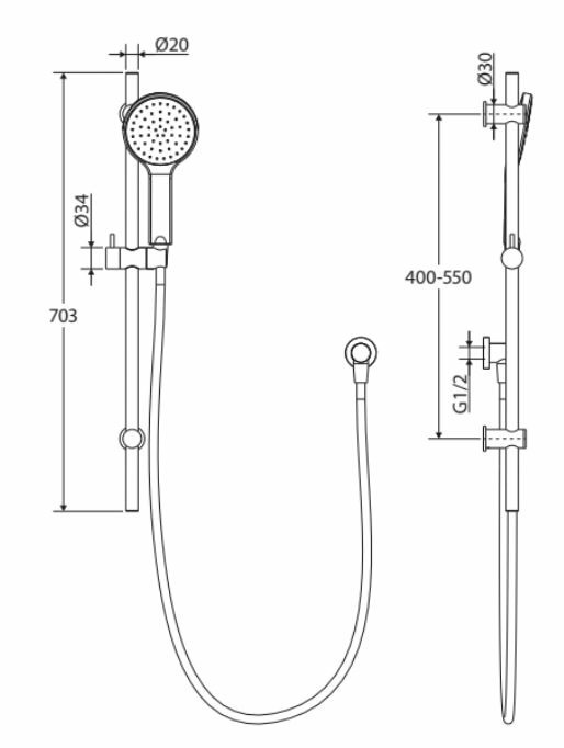 Fienza Kaya Rail Shower Gunmetal