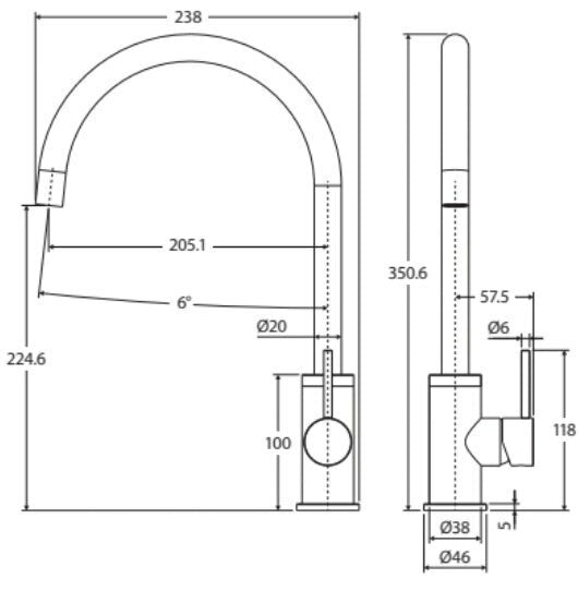 Fienza Kaya Sink Mixer Gunmetal