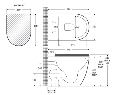 Fienza Koko Wall-Faced S-Trap Toilet Suite Matte Black