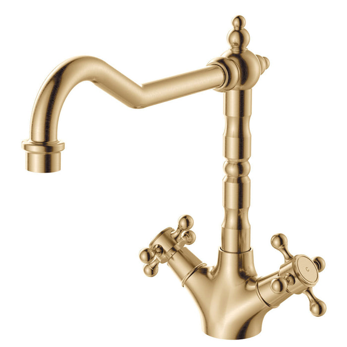 Fienza Lillian Shepherds Crook Kitchen Sink Mixer, Urban Brass