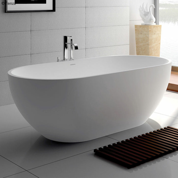 Fienza Nero 1550mm Stone Bath Matte White