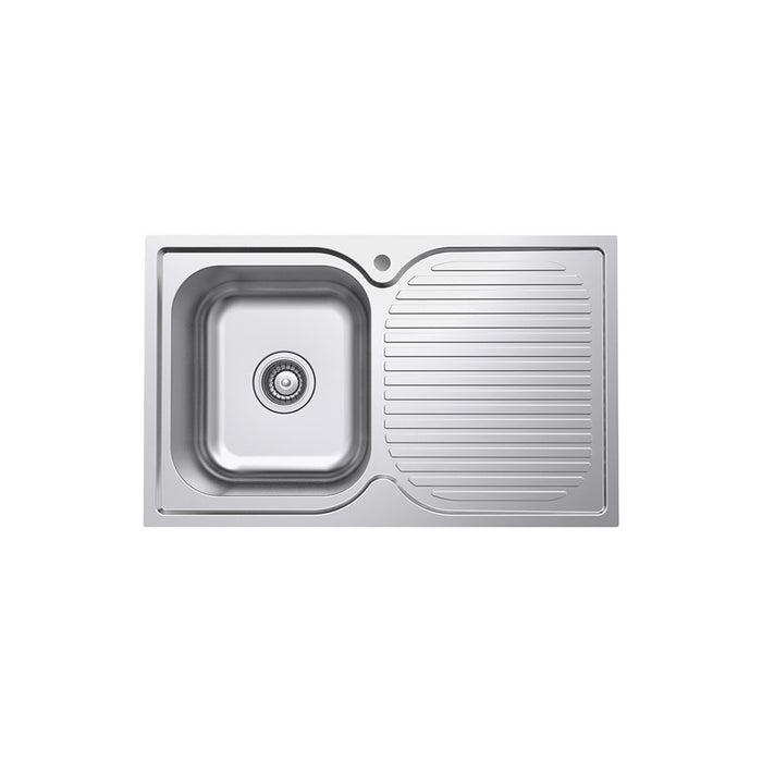 Fienza Tiva 780 Single Kitchen Sink with Drainer, Left Bowl