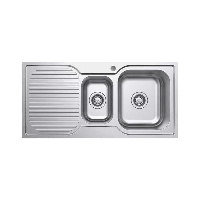 Fienza Tiva 980 1.5 Kitchen Sink with Drainer, Right Bowl