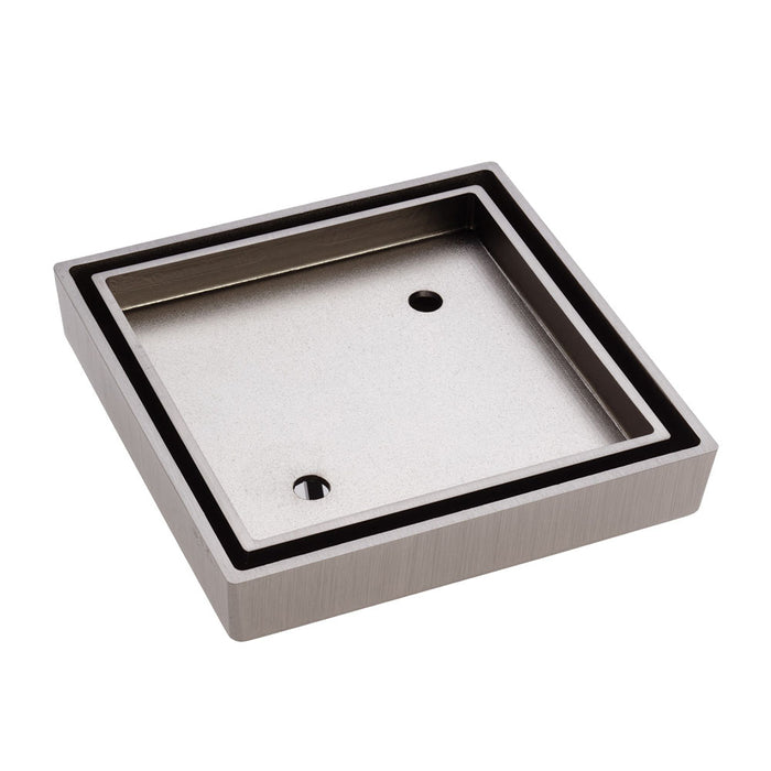 Fienza Square Tile Bed Floor Waste 90mm Outlet, Brushed Nickel
