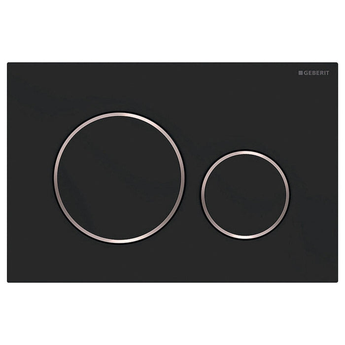 Fienza Geberit Sigma 20 Round Button Flush Plate Matte Black with Chrome Trim