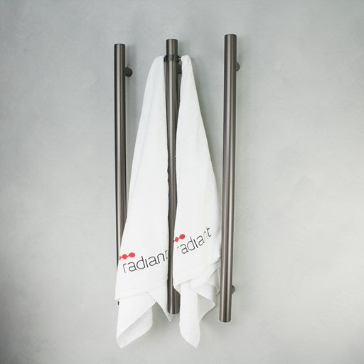 Radiant Heating Vertical Single Heated Towel Rail 40mm x 950mm, Gunmetal