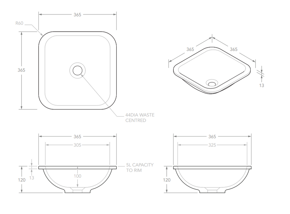 Adp Honour UnderCounter/Inset Basin, Gloss White