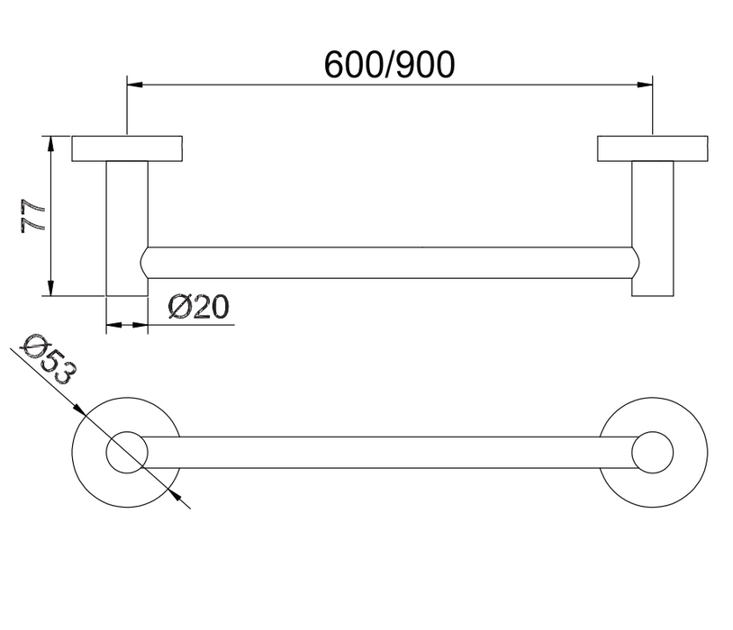 ADP Soul Single Towel Rail 600mm, Matte White