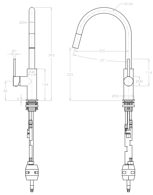 Adp Bloom Pull Out Kitchen Mixer, Matte Black