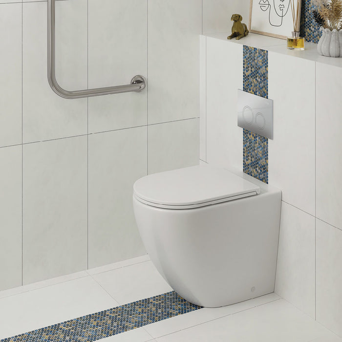 Fienza Alix Ambulant Wall-Faced, P-Trap R&T In-Wall Cistern Toilet Suite, Slim Seat