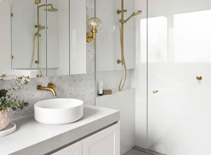 Typical elements of a <br>Scandi  inspired bathroom