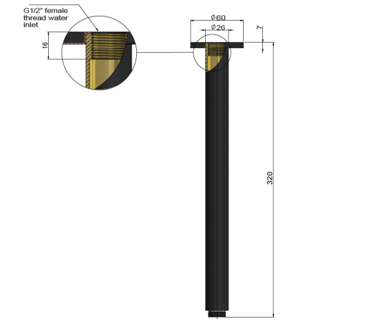 Meir Round Ceiling Shower Arm 300mm, Chrome