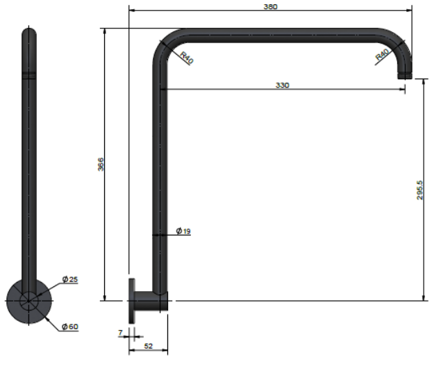 Meir High Rise Shower Arm, Champagne