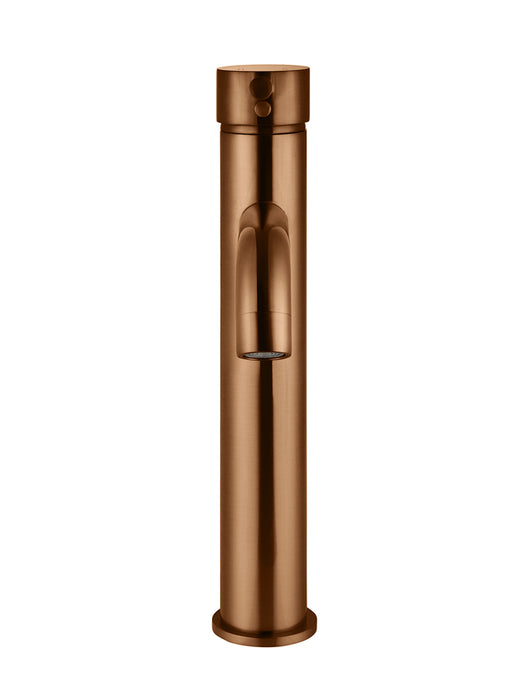 Meir Round Tall Curved Basin Mixer, Lustre Bronze