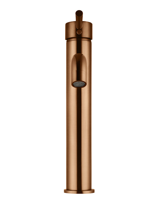 Meir Round Tall Curved Basin Mixer, Lustre Bronze