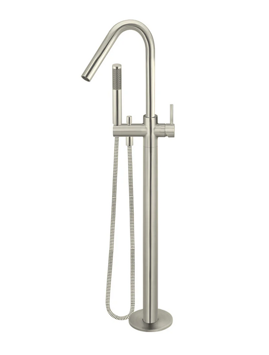 Meir Round Freestanding Bath Spout and Hand Shower, Brushed Nickel