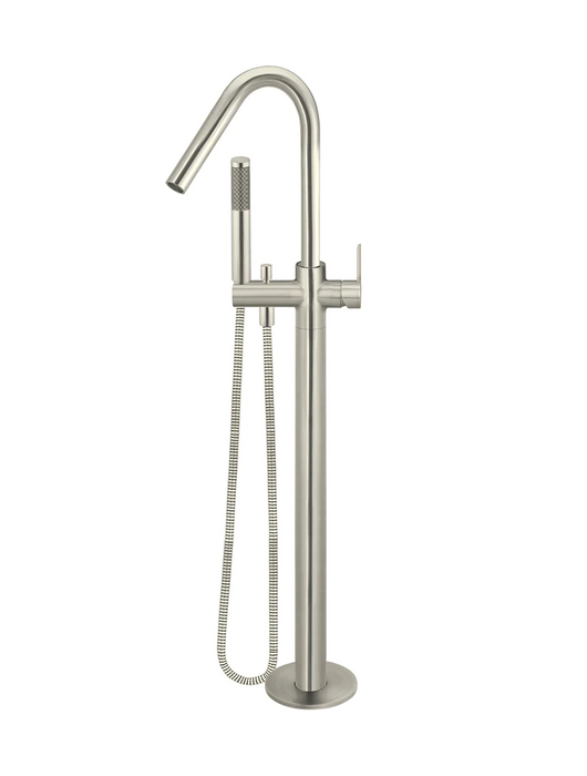 Meir Round Paddle Freestanding Bath Spout and Hand Shower, Brushed Nickel