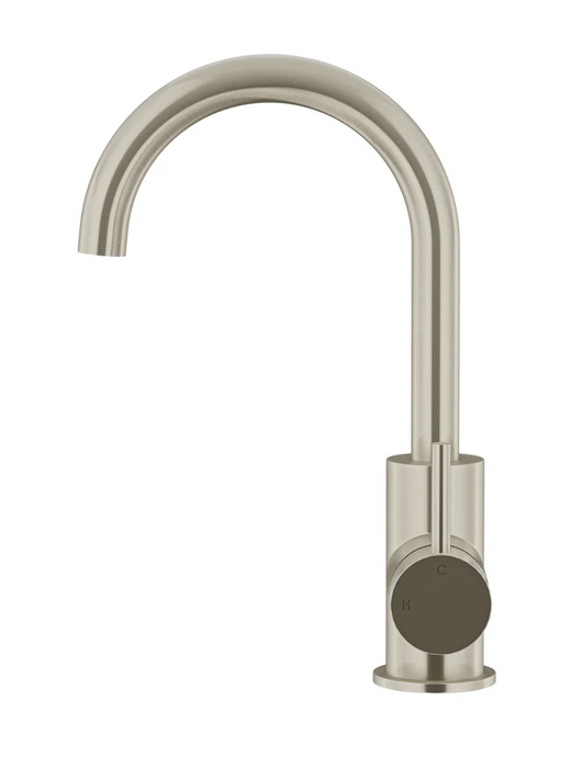 Meir Round Gooseneck Basin Mixer, Brushed Nickel