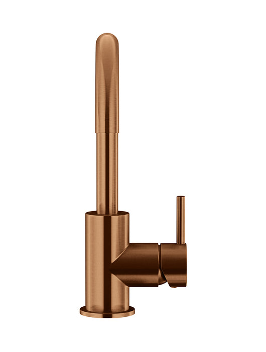 Meir Round Gooseneck Basin Mixer, Lustre Bronze