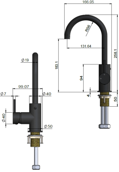 Meir Round Gooseneck Basin Mixer, Champagne