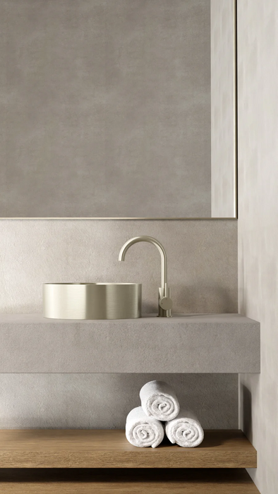 Meir Round Gooseneck Basin Mixer, Brushed Nickel