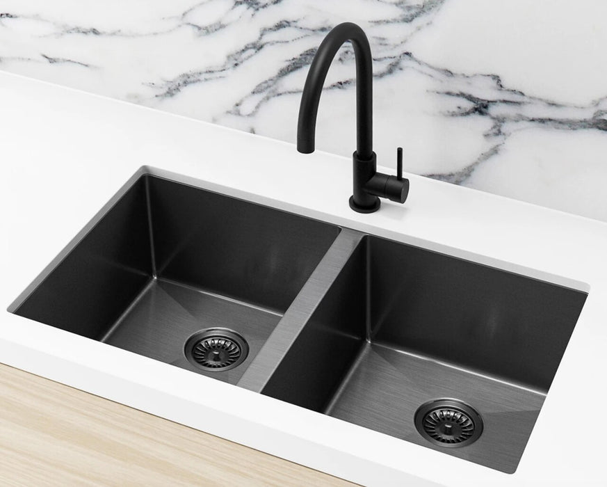Meir Lavello Kitchen Sink, Double Bowl 760 x 440, Shadow