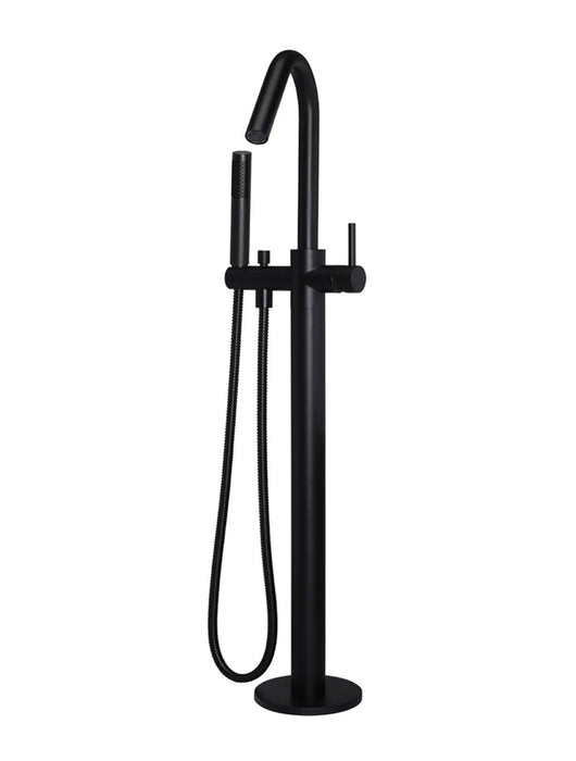 Meir Round Freestanding Bath Spout and Hand Shower, Matte Black