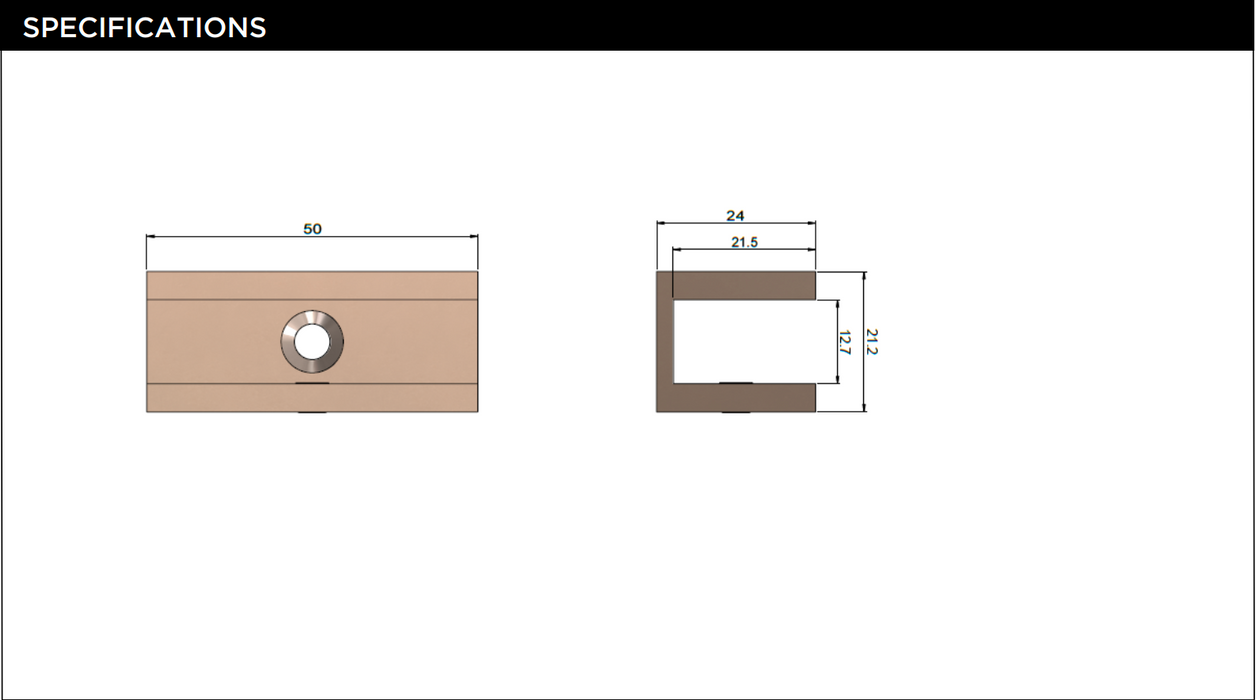 Meir Glass Fixing U Bracket, Lustre Bronze