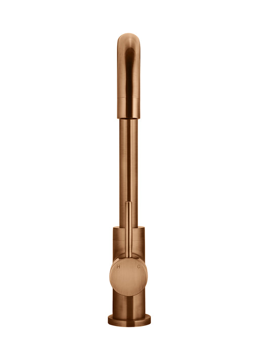Meir Round Kitchen Mixer Tap Curved, Lustre Bronze