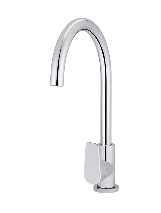 Meir Round Paddle Gooseneck Kitchen Mixer Tap, Chrome