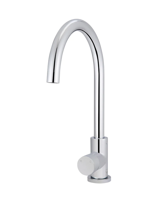Meir Round Pinless Gooseneck Kitchen Mixer Tap - Chrome