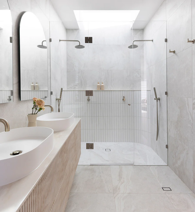 Meir Square Floor Shower Waste With Tile Insert, Tiger Bronze