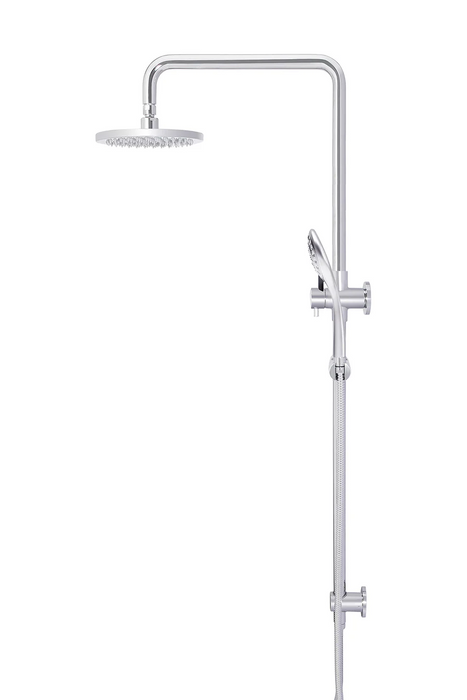 Meir Round Combination Shower Rail 200mm Rose, Three Function Hand Shower, Chrome