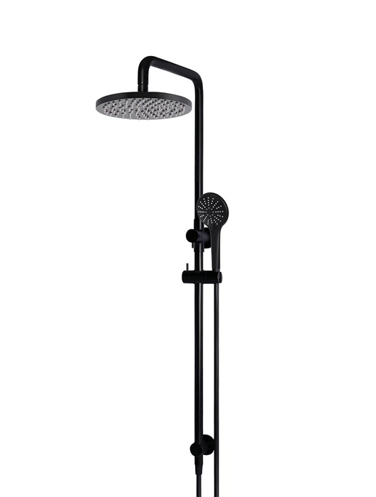 Meir Round Combination Shower Rail 200mm Rose, Three Function Hand Shower, Matte Black