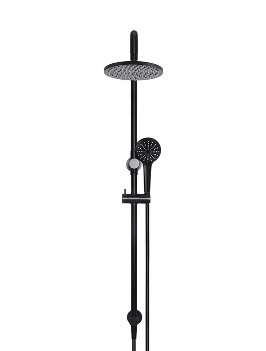 Meir Round Combination Shower Rail 200mm Rose, Three Function Hand Shower, Matte Black