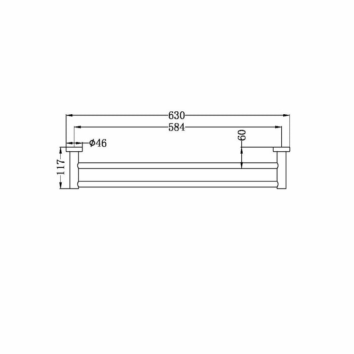 Nero Mecca Double Towel Rail 600mm, Matte Black