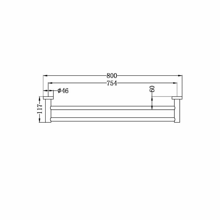 Nero Mecca Double Towel Rail 800mm, Chrome