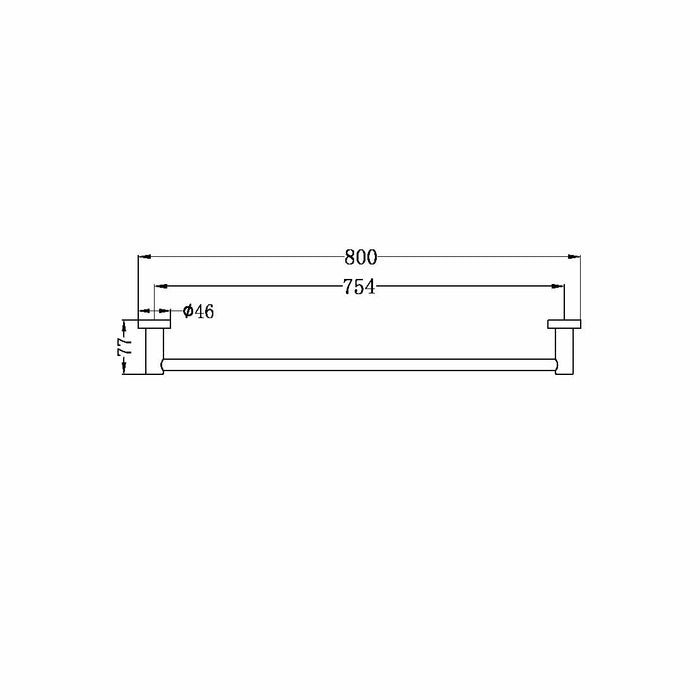 Nero Mecca Single Towel Rail 800mm, Matte Black