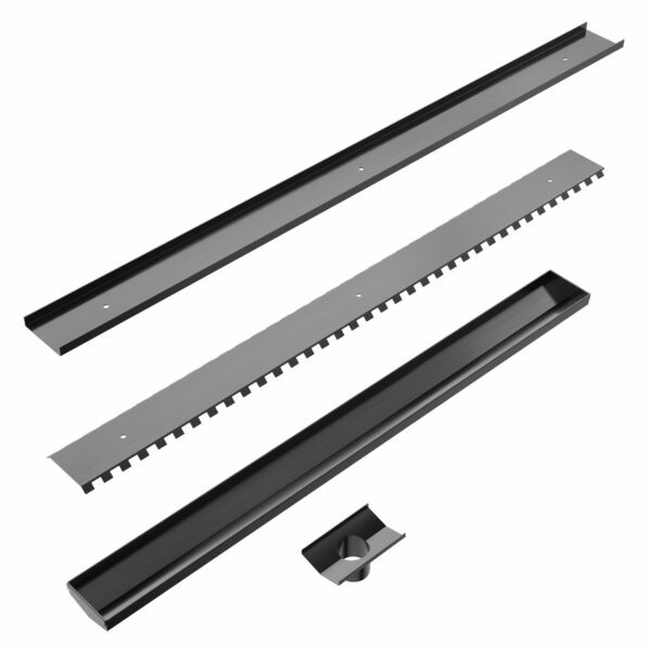 Nero Tile Insert V Channel 900x82mm Floor Grate 50mm Outlet, Gunmetal