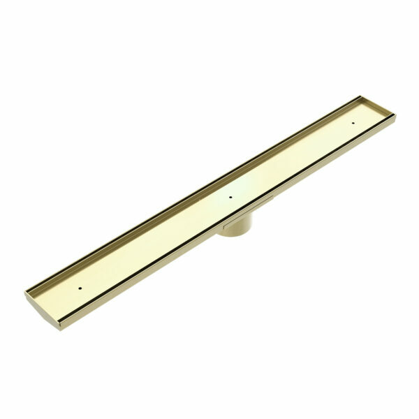 Nero Tile Insert V Channel 900x106mm Floor Grate 90mm Outlet, Brushed Gold