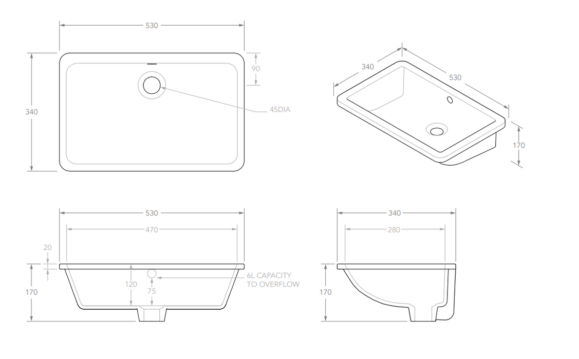 Adp Nesa Under Counter Basin, Gloss White